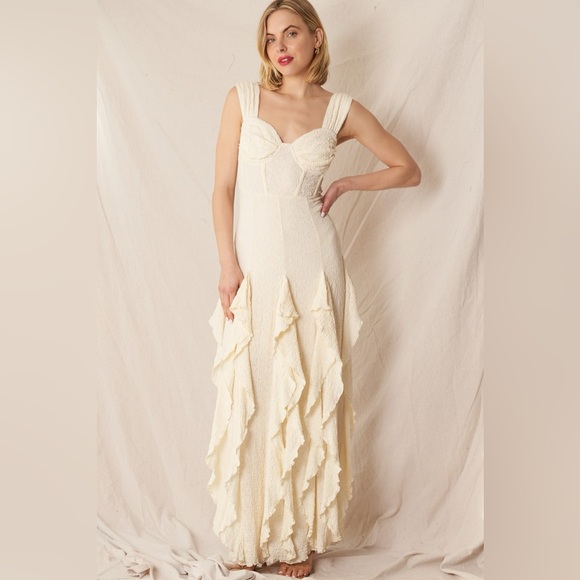 En Creme Sleeveless Corset top Ruffle Maxi dress - Picture 1 of 12